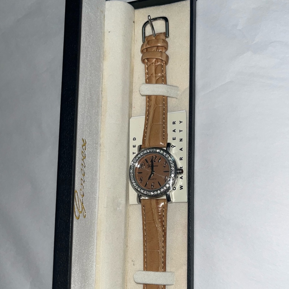 Womens NEW Genevex watch brown wristband